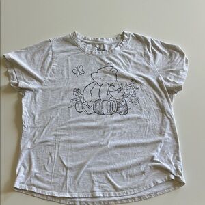 Disney Winnie the Pooh and Piglet Light Gray T-Shirt